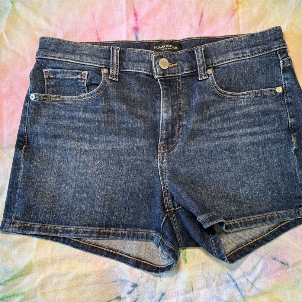 Banana Republic Jorts Premium Denim Mid-Rise Dark Blue Jean Shorts